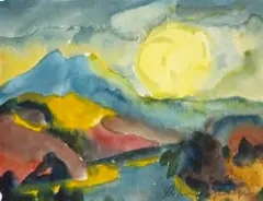 Stefan Ampenberger, River Landscape, watercolour on paper