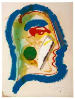Profile by Christo Coetzee, mixed media and found object on paper, sold Aug 2022