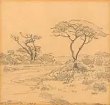 Jacobus Hendrik Pierneef, Bushveld Landscape, pencil on card