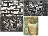 Eleanor Esmonde-White, Abstract Houses; Hearding Cattle; Group of Women; Preacher, four