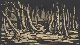 Wilgerboomstamme (Nilant 80) by Jacobus Hendrik Pierneef, linocut on paper laid down on card, sold Aug 2022