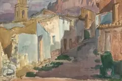 Alfred Krenz, Finestrat, watercolour on paper laid down on card