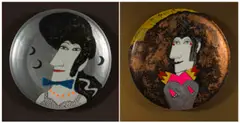 Nina Romm, Self portraits, two, painted porcelain