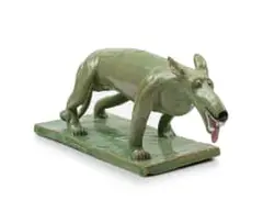 Fierce Green-glazed Dog by Nico Masemola, glazed earthenware, sold Jun 2022