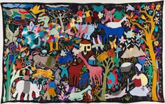 Bongi Mabiya, Eagle in my Pot, embroidery on textile