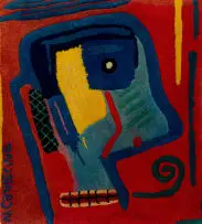Norman Catherine, Head (Blue and Red), cut-pile (tufted wool) carpet
