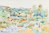 Walter Battiss, Nederland. Col, watercolour on paper