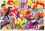 Orgy 5 by Walter Battiss, colour screenprint on paper, sold Jul 2022