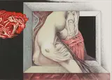 Armando Baldinelli, Interior with Abstract Nude, colour lithograph on paper