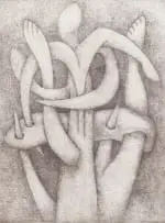 Wendy Vincent, Abstract Intertwined Forms, etching and aquatint on paper