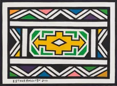 Esther Mahlangu, Ndebele Patterns, acrylic on canvas