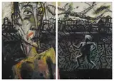 Walter Meyer, Head of a Man and a Figure in a Landscape, diptych