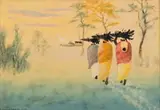 John Koenakeefe Mohl, Carrying Fire Wood Home for Supper, oil on board