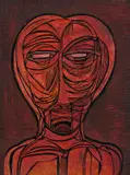 Antonia Fernandes by Cecil Skotnes, incised and painted wood block, sold Jul 2022