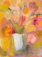 Heidi Herzog, Flowers, oil on board