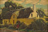 Sydney Carter, Farm House, oil on canvas laid down on board