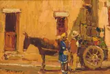 Donkey Cart by Adriaan Boshoff, oil on board, sold Jul 2022