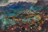 George Enslin, Kalk Bay, Cape Town, oil on canvas laid down on board