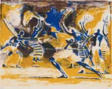Gerard Sekoto, Casamance Dancers and Policeman