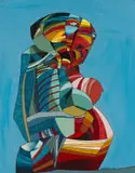 Leonard Matsoso, Abstract Figure, acrylic and ink on paper