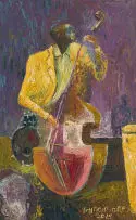 Michael Maimane, Cello Player, oil on canvas laid down on board