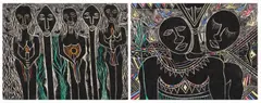 David Phoshoko, Man of the Choice; Two Friends, two, linocut on paper