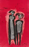 Nandi & Shaka by Cecil Skotnes, colour woodcut on paper, sold Jul 2022