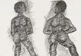 David Koloane, Two Figures, etching on paper