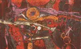 Dirk Meerkotter, Abstract Composition in Red, colour etching and aquatint