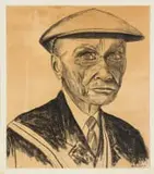 Sipho Ndebele, James (Sofasonke) Mpanza, The Father Supreme of Soweto, charcoal on paper