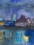 Thames at Night by Maud Sumner, watercolour on paper, sold Jul 2022