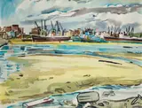 Richard Cheales, Harbour, watercolour on card