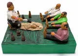 Collen Maswanganyi, Measure of Success, painted wood, shells and hide