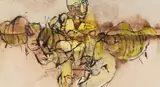 Man on Horse by Nathaniel Ntwayakgosi Mokgosi, watercolour and ink on paper, offered Jul 2022