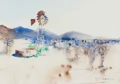 Windpump by Ulrich Schwanecke, watercolour on paper, sold Jul 2022