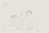 Walter Battiss, Nude Couple, pencil on paper