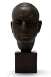 Dora Gordine, Head of Dr Aleck Bourne, bronze with brown patina on a wooden base