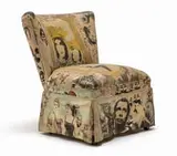 Steven Cohen, Crowned Madonna Chair, hand screenprinted fabric upholstered chair