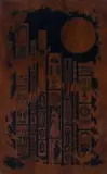 Bill (William) Hart, hieroglyphic Composition, incised and painted wood block