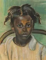 Maggie Laubser, Seated Girl, pastel on paper laid down on cardboard