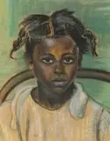 Maggie Laubser, Seated Girl, pastel on paper laid down on cardboard