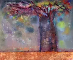 Gail Catlin, Tree, oil and liquid crystal on reverse Perspex painting