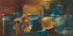 Abstract Composition by Paul du Toit, oil on board, offered Sep 2022
