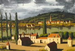 Bernard Buffet, La Château et le Loire, oil on canvas