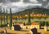 Bernard Buffet, La Château et le Loire, oil on canvas