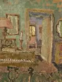 Interior with Piano and Mirrors by Gregoire Boonzaier, oil and charcoal on board, offered Sep 2022