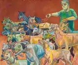 Alexander Podlashuc, Dogwalker, oil on canvas