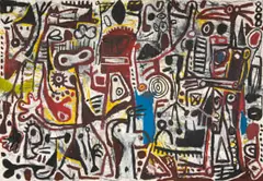 Abstract Composition by Walter Meyer, oil on canvas, sold Sep 2022