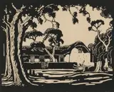 Twee Jonggezellen, Tulbagh (Nilant 12) by Jacobus Hendrik Pierneef, linocut on paper, sold Jul 2022