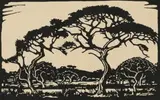 Doringboom, Potgietersrust (Nilant 62) by Jacobus Hendrik Pierneef, linocut on paper, sold Jul 2022